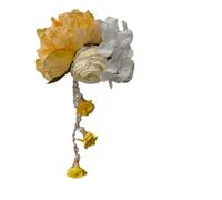 Artificial Flower Hairpin | Colourful Sweet Side Clip with Exquisite Tassel | Chinese Style Hawaiian Hair Clip for Seaside Holiday,7cm(Yellow)