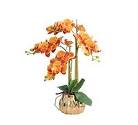 Artificial Flower in Pot Artificial Flowers with Vase Orchid Phalaenopsis Fake Flower in Vase Centerpieces for Dining Room Table, Living Room, Yellow