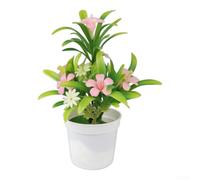 Artificial Flower Potted Plant Faux Flowers for Home & Office Decor | Low Maintenance DIY Arrangement Piece Plastic Fake Plants 18x12cm(Pink)