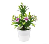 Artificial Flower Potted Plant Faux Flowers for Home & Office Decor | Low Maintenance DIY Arrangement Piece Plastic Fake Plants 18x12cm(Red2)