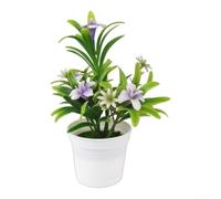 Artificial Flower Potted Plant Faux Flowers for Home & Office Decor | Low Maintenance DIY Arrangement Piece Plastic Fake Plants 18x12cm(Light Purple)