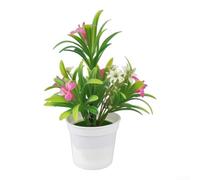 Artificial Flower Potted Plant Faux Flowers for Home & Office Decor | Low Maintenance DIY Arrangement Piece Plastic Fake Plants 18x12cm(Vivid Pink)