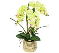 Artificial Flower Set, Artificial Orchid Flowers with Vase Phalaenopsis Fake Flower Centerpieces for Dining Room Table Living