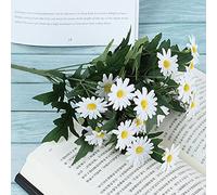 Artificial Flower Silk Daisy, Outdoor Fake Flowers, Artificial White Gerber Daisies Wildflowers for Hanging Porch Table Window Box Decor, Window, Garden, Office, Wedding, Bedroom Decoration 2 Bundles