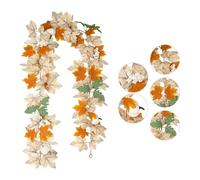 Artificial Flower Vine 175cm Garland Fall Artificial Maple Leaf Pumpkin Vine For Thanksgiving Halloween Decoration Rattan Wall Home Party Table Decor(Color-02)