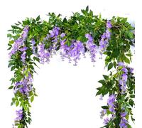 Artificial Flower Vine 2pc 1.8M Wisteria Artificial Flowers Vine Garland Plants Wedding Arch Decoration Fake Plant Leaf Rattan Trailing Wall Flower Ivy For decoration(4pcs 1.8m violet)