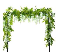 Artificial Flower Vine 2pc 1.8M Wisteria Artificial Flowers Vine Garland Plants Wedding Arch Decoration Fake Plant Leaf Rattan Trailing Wall Flower Ivy For decoration(4pcs 1.8m White)