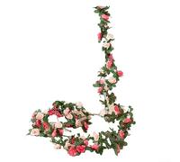 Artificial flower vine with 45 rose elements for creating wedding decorations and hanging garlands, for adding a floral touch to celebration spaces (pink)