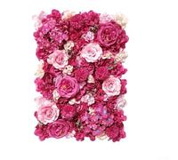 Artificial Flower Wall Panel Silk Rose Peony Hydrangea Wedding Party Backdrop 40x60cm White Pink Burgundy Rose Red Indoor Outdoor Event Decoration Mesh Frame Easy Install(rose red)