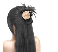 Artificial Flower Wigs Bun Hairpiece Hair Clip With Rose Flower Decors For Bridal Shower Accessories And Formal Occasion