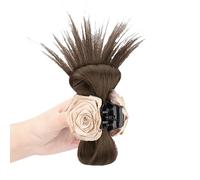 Artificial Flower Wigs Bun Hairpiece Hair Clip With Rose Flower Decors For Bridal Shower Accessories And Formal Occasion Synthetic Hairpiece Hair Clip