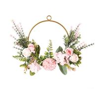 Artificial Flower Wreath 35cm Metal Faux Rose Garland for Front Door Wall Hanging Romantic Wedding Arch Spring Floral Decor Elegant Home Entrance