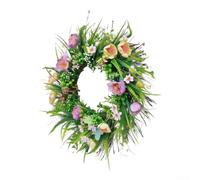Artificial Flower Wreath 45cm Pink Greenery Front Door | Realistic pink peonies, green leaves, 45cm diameter, UV resistant, front door porch decor