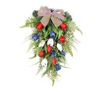 Artificial Flower Wreath Artificial Tulips Seasonal Wall Decor Celebrate Independence Day in Ornament Spring Door