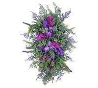 Artificial Flower Wreath, Summer Spring Door Wreath Artificial Flowers Wreath for Front Door Hydrangea Wreath for Home Wedding Decor 17.72x9.84 inch, Summer Spring Wreath