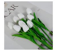 Artificial Flowers 1/3/5/10pcs Tulips Artificial Flowers White Fake Tulips Bouquet Silicone Flower Home Decor Valentines Gift Wedding Bouquet(Color 1,10pcs)