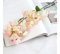 Artificial Flowers,1 PC Fake Silk Flowers Leaf Cherry Blossoms Floral Wedding Bouquet Flower Arrangement for Home Decor Garden Party Centerpieces Decoration (pink, Length：52.5cm)