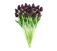 Artificial Flowers 10 Heads Luxury Artificial Tulips Flowers White Real Touch Bouquet Silicone Fake Flower Wedding Home Living Room Christmas Decor(F20)