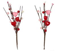 Artificial Flowers, 2/6 Pack Heart Shaped Berry Sprigs, Realistic Foam Dr Branches, Lightweight Easily Arrange, Romantic Festival Wedding Home Party Tabletop Display(Set Of 2)