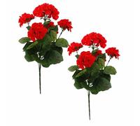 Artificial Flowers 2 Bundles Artificial Geraniums Silk Flowers,Fake Flowers Geranium Plastic Flowers Outdoor Plant Bush for Floral Home Decor Indoor Garden Patio Grave Cemetary Vase Table Centerpiece