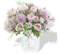 Artificial Flowers, 2 Pcs Fake Peony Silk Light Purple Hydrangea Bouquet Decor Plastic Carnations Daisy Realistic Flower Arrangements Wedding Decoration Table Centerpieces,for Home Office Party Decor