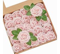 Artificial Flowers 25pcs Real Looking Blush Pink Artificial Rose with Stems for DIY Wedding Bouquets Centerpieces Arrangements Bridal Shower Party Home Decorations