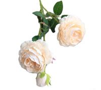 Artificial Flowers 3 Heads Peony Rose Bouquet 61cm Tall Faux Floral Stems Realistic Blooms for Home Decoration Living Room Office Wedding Party Table(Light gold)