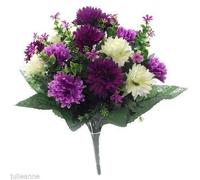 ARTIFICIAL FLOWERS - 41cm SPIKEY CHRYSANTHEMUM MIXED BUSH IVORY/LILAC/PURPLE
