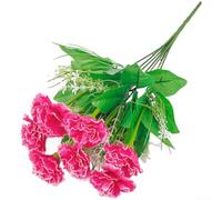 Artificial Flowers, 7-Head Silk Carnation Bouquet, Realistic Fake Floral Arrangement, Long-Lasting Decor for Wedding Home Hotel Party(Rose Red)