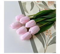 Artificial Flowers 7Pcs Realistic Pink Artificial Tulips Flowers Real Touch Artificial Tulips Bouquet Spring Decoration Flowers DIY Wedding Bouquet(Pink Tulips)