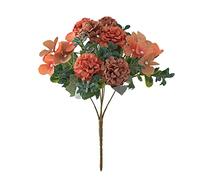 Artificial Flowers Bouquet Outdoor & Indoor Faux Hydrangea Flowers UV-Resistant Hanging Fake Greenery Shrub Plants - Lifelike Spring Summer Garden Decor for Table Centrepiece, Wedding (orange)