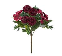 Artificial Flowers Bouquet Outdoor & Indoor Faux Hydrangea Flowers UV-Resistant Hanging Fake Greenery Shrub Plants - Lifelike Spring Summer Garden Decor for Table Centrepiece, Wedding (red)