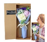 Artificial Flowers Bouquet,Scented Forever Carnation Bouquet with Box Bath Soap Scented Flower for Wedding Mothers Day Decoration