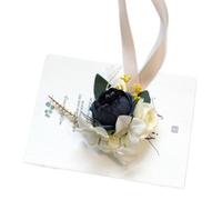 Artificial Flowers Button-hole Wedding Groom Boutonniere Corsage Bracelet Bridesmaid Silk Flowers Brooch Marriage Pins for Bridesmaids, Bridal Showers(P-Wrist Flower)