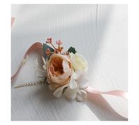 Artificial Flowers Button-hole Wedding Groom Boutonniere Corsage Bracelet Bridesmaid Silk Flowers Brooch Marriage Pins for Bridesmaids, Bridal Showers(J-Wrist Flower)