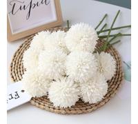 Artificial Flowers Chrysanthemum Ball Flowers Bouquet 10pcs Present for Important People Glorious Moral for Home Office Coffee House Parties and Wedding(Milk White)
