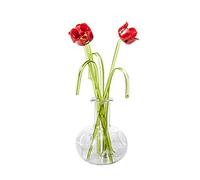 Artificial Flowers (Daffodils, Poppies, etc) in a Glass Vase Ornament | A Beautiful Home Decor and Gift for Special Occasions Including Mother’s Day, Birthday and Christmas, etc (Roses)