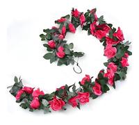 Artificial Flowers Decoration, 2pcs 2.2M/7.2FT/Pieces Long Garland Fake Flowers Artificial Rose, Faux Rose Red Rose Floral Arch for Home, Garden, Indoor, Outdoor, Wedding, Party