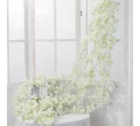 Artificial Flowers Decoration, 4PCS 180cm 135 Flower Heads Artificial Silk Cherry Blossom, Fake Flowers Artificial Vines Garland Plants Arts, for Wedding Arch Party Garden Home Decor (White)
