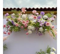 Artificial Flowers Decoration, Wedding Arch Arrangement Artificial Flower Row, Arch Artificial Decor Flora for Wall Backdrop Welcome Sign Decor (Pink,B)