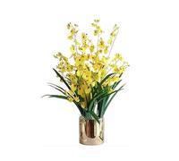 Artificial Flowers Fake Flower Artificial Flower with Ceramic Vase, Silk Artificial Flowers for Hotel Wedding Home Arrangements Decorative Decorations (Color : Yellow, Size : Small) (Yellow Large)