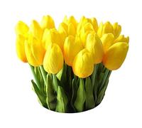 Artificial Flowers Fake Flowers 10PCS Tulip Artificial Flower Real Touch Artificial Bouquet Fake Flowerfor Home Kitchen Bedroom Festival Decorations (Color : Blanc, Size : 5PCS) (Yellow 10PCS)