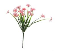 Artificial Flowers Fake Plants Outdoor Garden Decoration Plastic Floral Bundles Home Decor Indoor Display Five Branches Realistic Blooms Silk Screen Cloth Heads Stable Design Bright Colors(Pink)