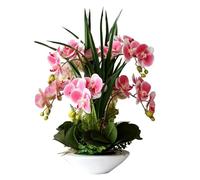 artificial flowers Flowers Artificial Flower PU Orchids Artificial 7 Branches Artificial artificial flowers Flowers with vase Fake Floral 50Cm Faux Orch (Pink)