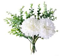Artificial Flowers For Decoration - White Chrysanthemum Bouquet Artificial Silk Flowers For Home Kitchen, Table Centerpiece, Office Decoration