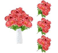 Artificial Flowers for Graves Outdoors - Fake 21 Bundles Faux Outside Plastic Flower with Beauty of Nature Spring Home Decor Farmhouse Garden Pink 0216