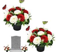 Artificial Flowers for Graves with Butterfly Ornaments for Funeral Tributes