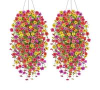 Artificial Flowers for Hanging | 2 Pieces Int/Ext. UV Resistant Colorful Fade Resistant Spring Summer Fake Flowers Decoration Home Garden Wall Wedding Porch Terrace