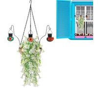 Artificial Flowers for Outdoor, Metal with Bird Feeder and Realistic Decoration, Artificial Flowers for Outdoors - for Balcony, Garden, Porch, Courtyard, Patio, Lawn, Cockatiels, Inseparable