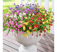 Artificial Flowers for Outdoors, 12 Bundles Faux Plants Outdoor, UV Resistant Artificial Plants Outdoor, Plastic Outdoor Fake Artificial Flowers for Outside Home Decor Planter Porch Patio Decoration